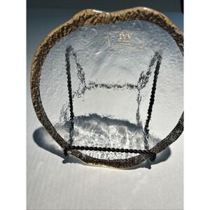 Glacier IVV‎ Italian Textured Art Glass 10K Gold Trimmed 9 Inch Serving Bowl